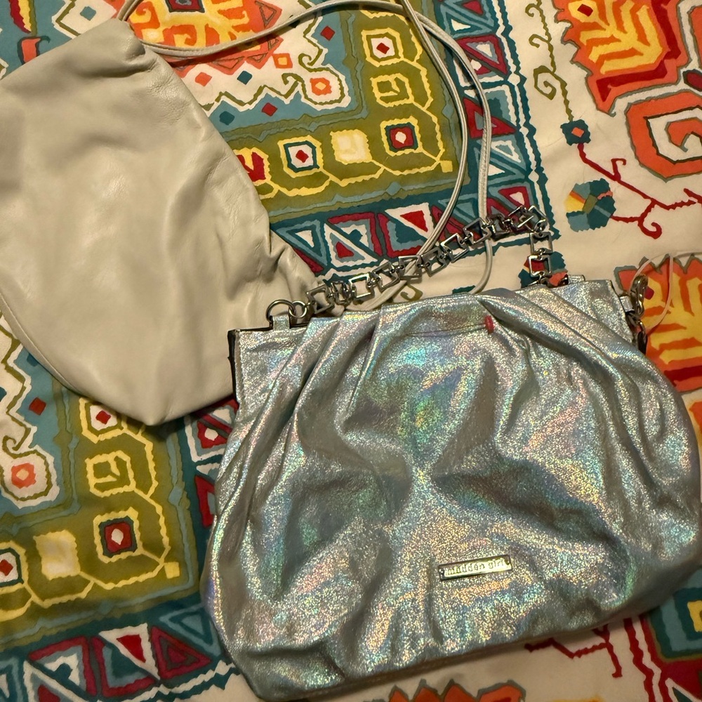Bundle NWT Madden Girl Elegant Silver Women's Bag & fla lanel Bag!